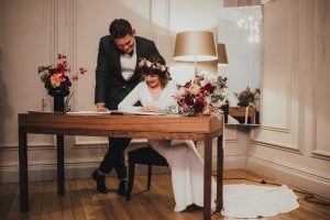 bride and groom singing register