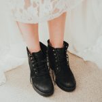 bride's black boots