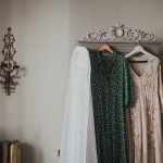 Bride and bridesmaid dresses hanging up