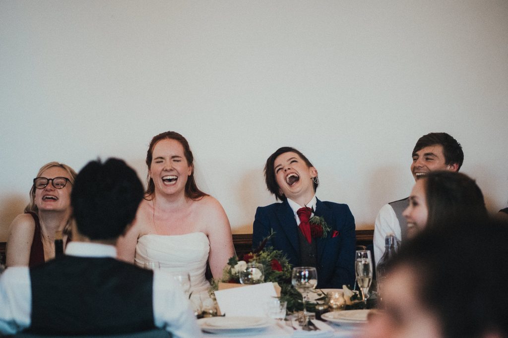 brides laughing at speech