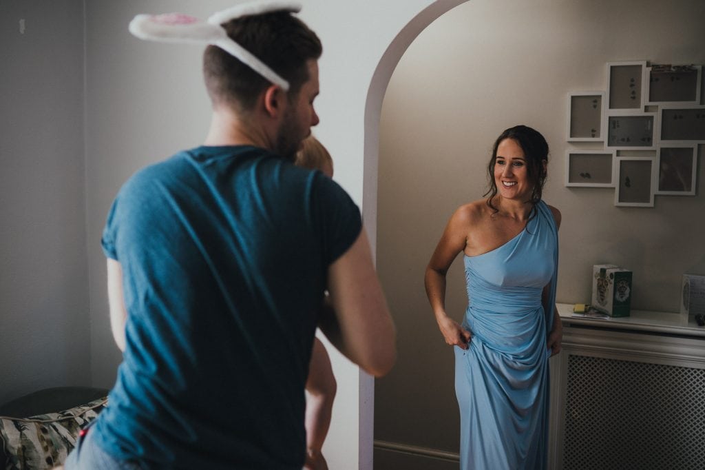 bridesmaid talks to her boyfriend