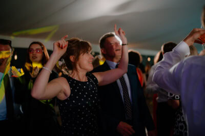 People dancing joyfully at a party.