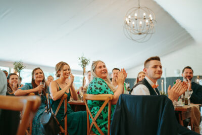 Guests enjoying a wedding reception event.