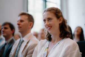 Audience attentively listening during a presentation.